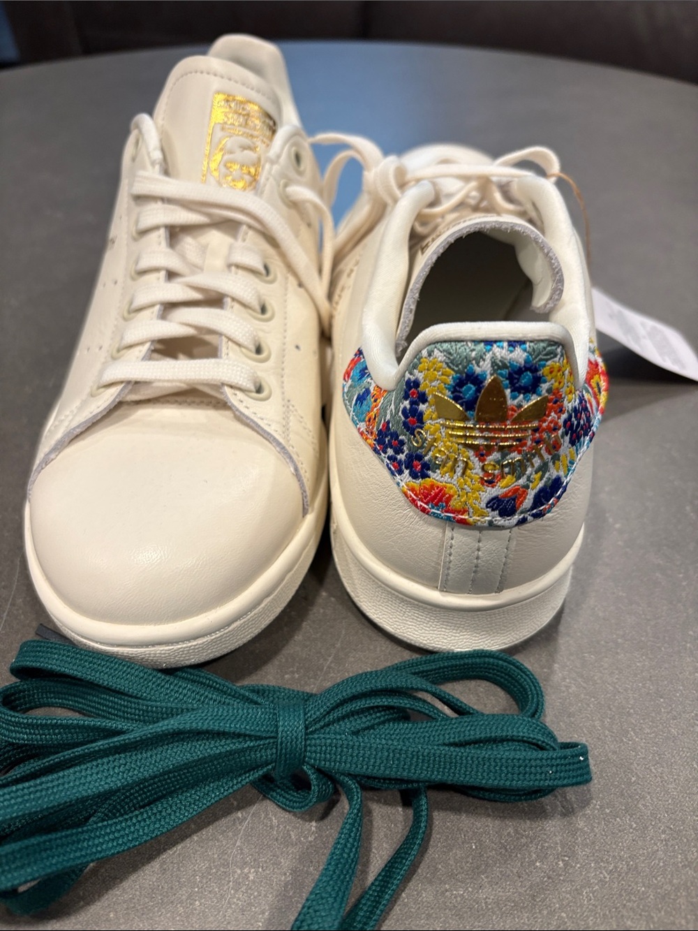 adidas Stan Smith Women’s size 9 Leather Sneakers with Liberty Floral Heel NWT